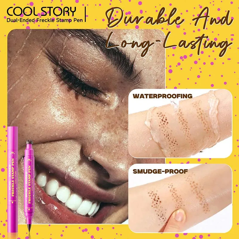 Double-end Freckles Stamp Pen Makeup 3-IN-1 Eyeliner Freckle Seal Waterproof Face Concealer Contour Natural Brown Freckle Makeup
