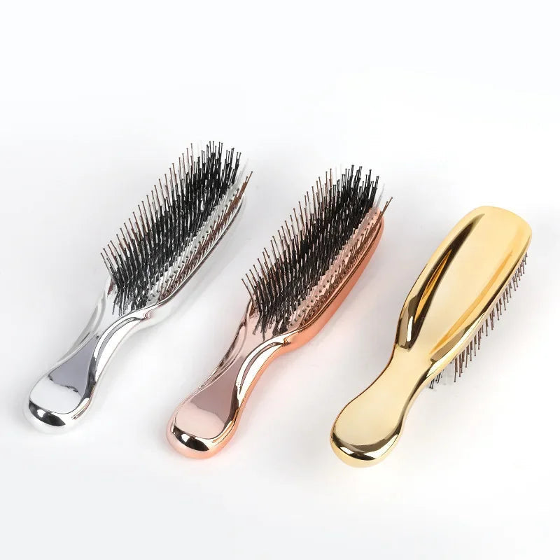 Japanese Premium Head Massager Scalp Brush Hair Massager Shampoo Brush Wet Plastic Detangling Brush Hair Cleaning Comb Rose Gold dylinoshop
