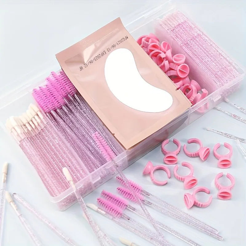 130 pcs set  Glue Tweezer  Organizer makeup With Cover Rectangle Vertical 5 Grid Eyelash Extension Tool Storage BoxHolder Makeup