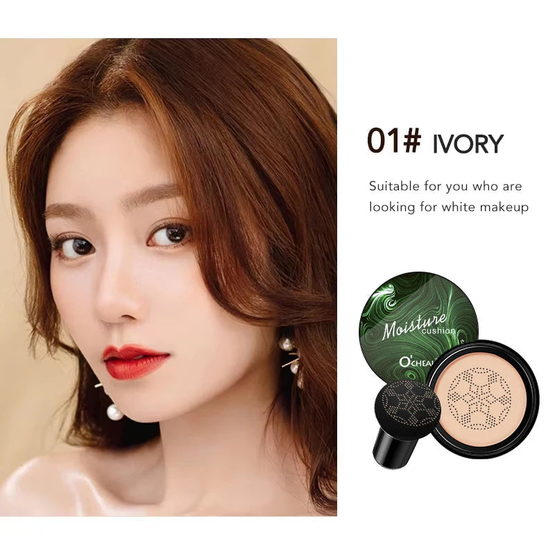 O'CHEAL BB Cream Air Cushion Foundation with Mushroom Puff Applicator dylinoshop