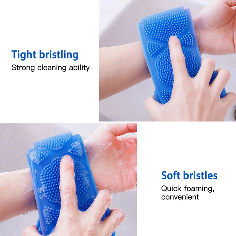 Silicone Body Sponge Exfoliating Back Scrubber Rubbing Peeling Massage Full Body Bath Tool Eco Friendly Shower Use Anti Slip