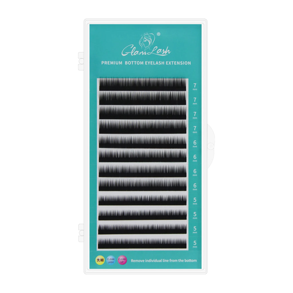 GLAMLASH Bottom Brown Lower Lashes 567mm Short Synthetic Mink Individual Eyelash Extension Lower Eyebrow Lashes Makeup Tools