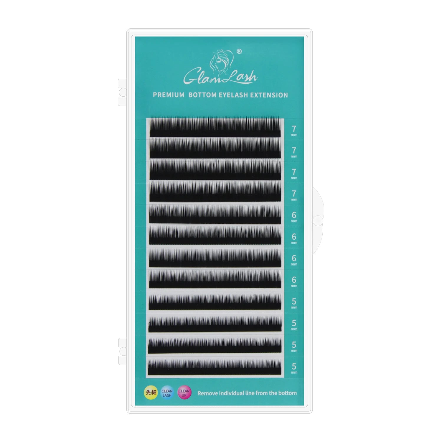 GLAMLASH Bottom Brown Lower Lashes 567mm Short Synthetic Mink Individual Eyelash Extension Lower Eyebrow Lashes Makeup Tools