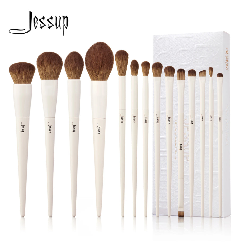 Jessup Makeup Brushes 14pc Makeup Brush Set Synthetic Foundation Brush Powder Contour Eyeshadow Liner Blending Highlight T329