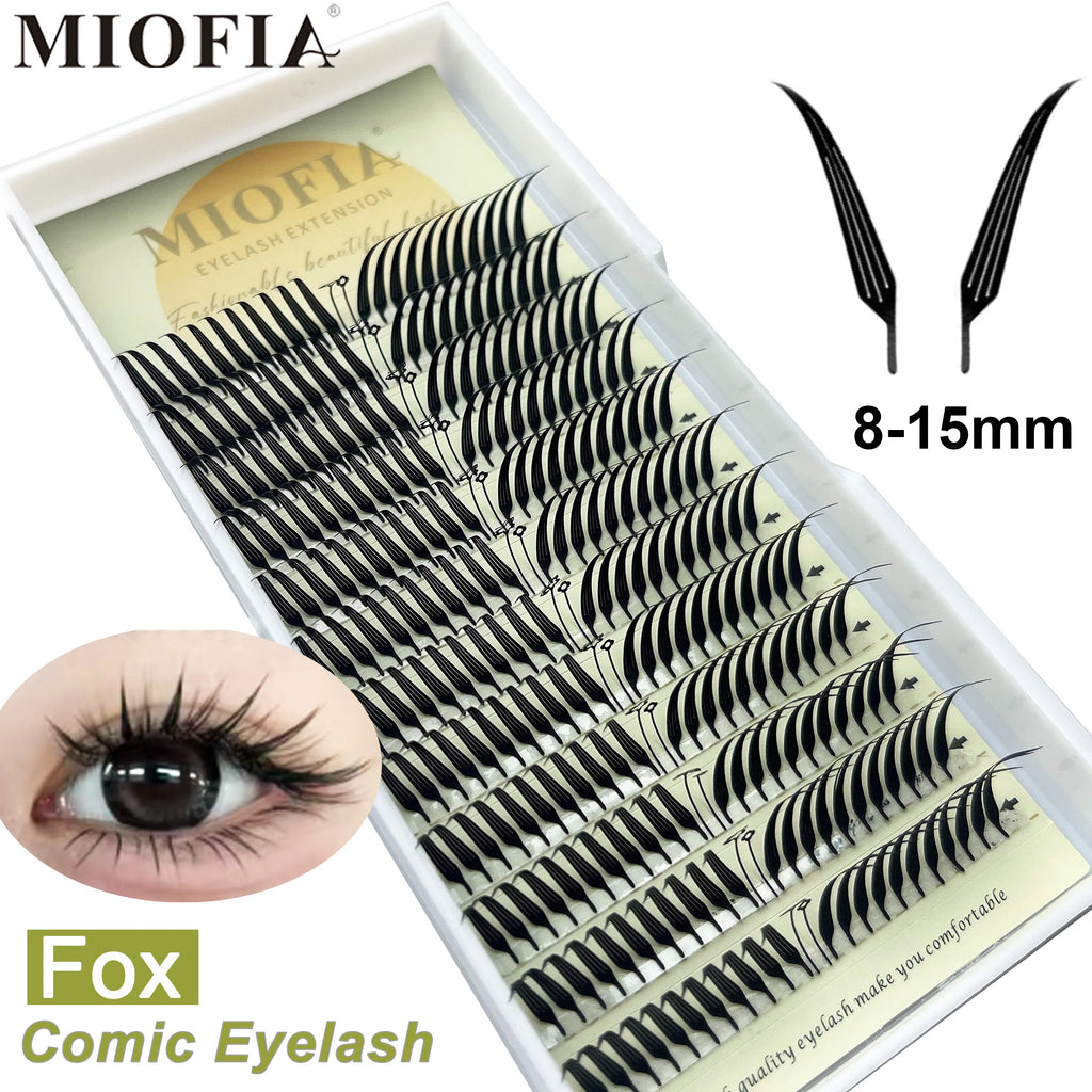 MIOFIA Fox Anime Eyelash Extension Premade Manga False Eyelashes Feather Natural Lightweight Comic Spire Lashes for Makeup Tool