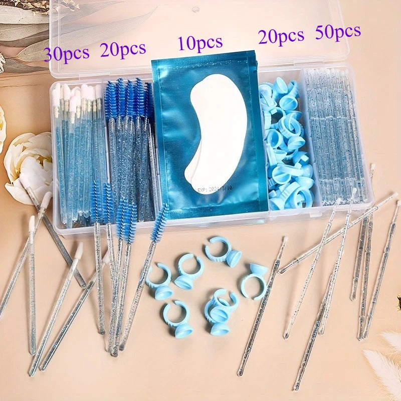 130 pcs set  Glue Tweezer  Organizer makeup With Cover Rectangle Vertical 5 Grid Eyelash Extension Tool Storage BoxHolder Makeup