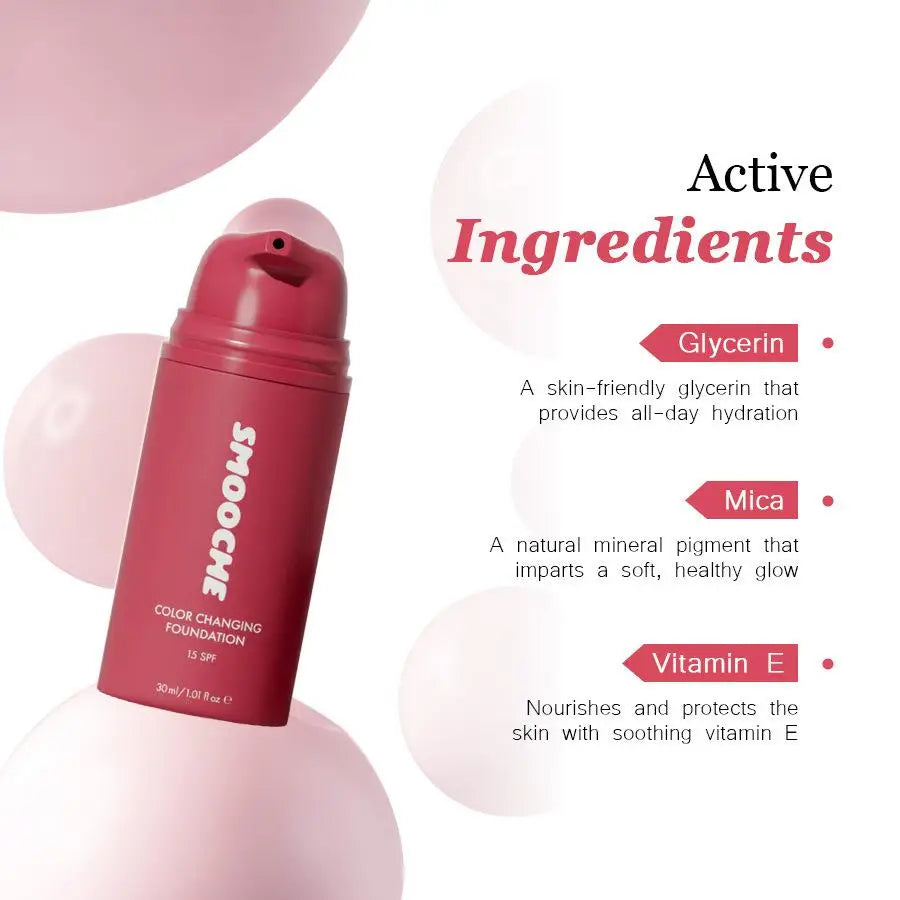 SMOOCHE Color Changing Liquid Foundation Lightweight Natural Skin Tone Matching For Light Natural Makeup Look