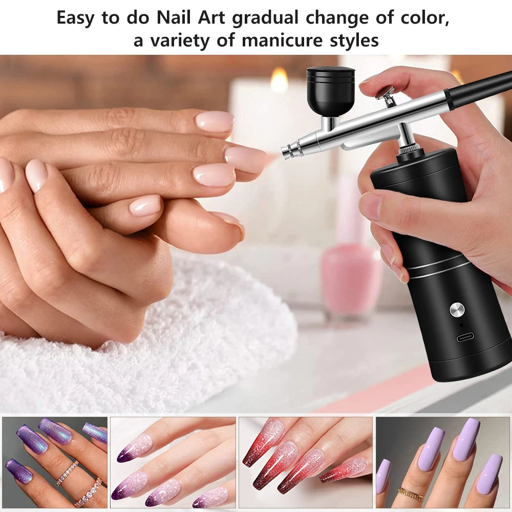 Airbrush Nails Compressor for Painting Makeup Portable Mini Cordless Airbrush Spary Gun for Nail Art Tattoo Cake Decor Painting