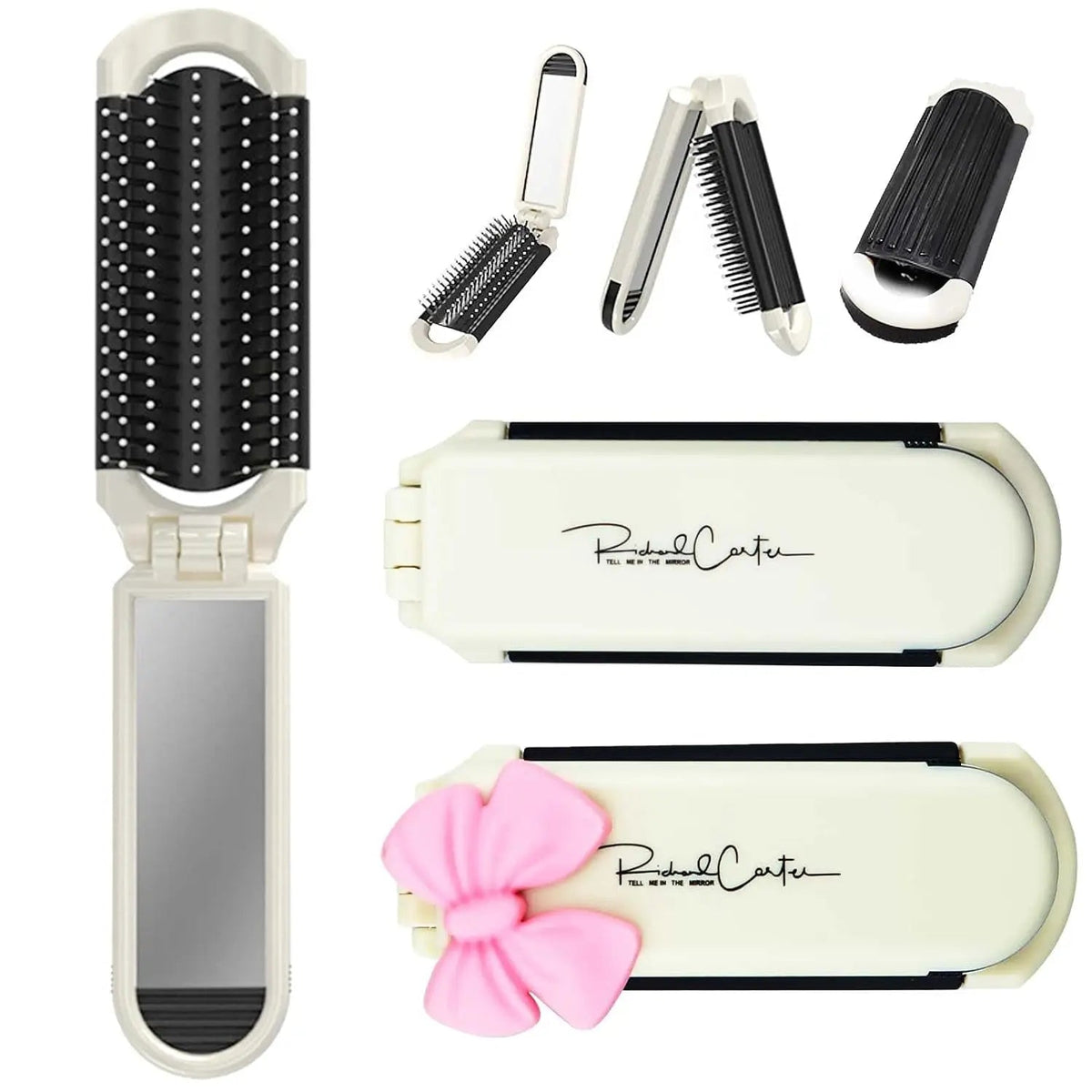 CALIYI 1PCS Folding Mini Pocket Hair Comb with Mirror Portable Massage Comb Brush for Salon Travel Outdoor Makeup Styling Tools dylinoshop