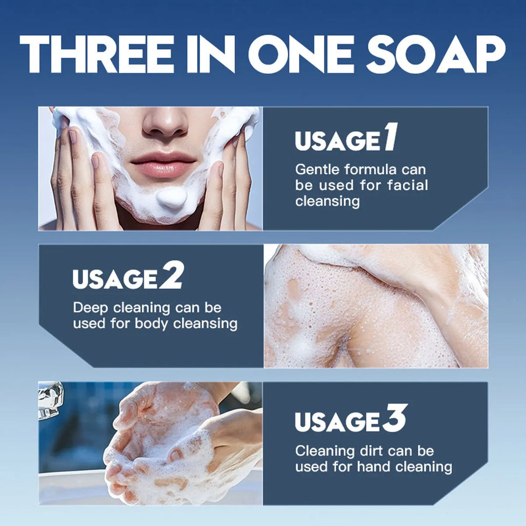 2pcs/Men'S Three In One Bath Perfume Soap Witch Hazel Aloe Moisturizing Oil Control Vegetable Essential Oil Soap Facial
