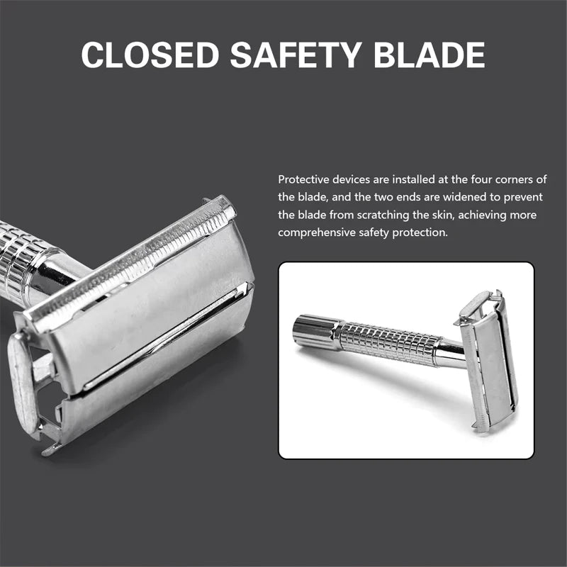 Double Edge Safety Razor for Unisex Safety Razor with a Delicate Box Holder With Blade Professional Barber Styling Accessories dylinoshop