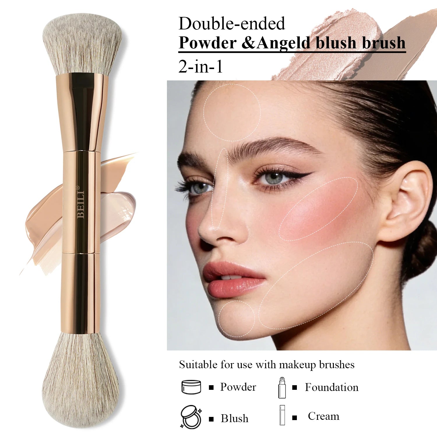 Makeup Brush Set Double-Sided Makeup Brushes for Foundation Contour Blush Blending Eyebrow and Eye Shadow Fiber Bright Cyan