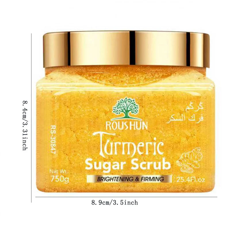 ROUSHUN Turmeric Sugar Scrub Large Capacity Family Pack Body Scrub Gentle Deep Cleansing Skin 750g