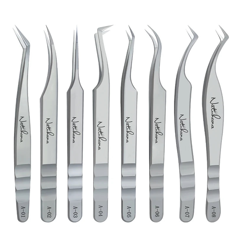 Stainless Steel Eyelash Extensions Tweezers Lash Artists High Precision Superhard Anti-Static Tweezers Makeup Tools
