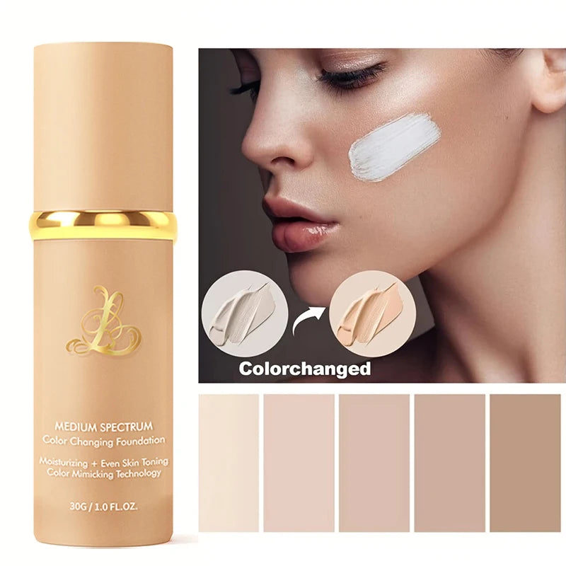 Four-in-one color-changing liquid foundation,with SPF50+ longwearing and no makeup removal, no powder sticking, moisturizing