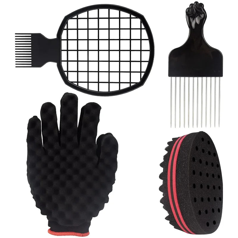 Barber Shop Men Hair Braider Twist Sponge Gloves African Hair Styling Fork Comb Hair Curls Foam For Salon Hairdressing Tools dylinoshop