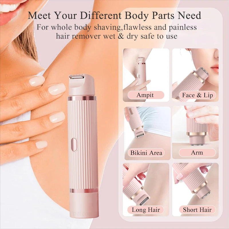 Women's 2-in-1 Cordless Bikini Trimmer & Shaver, Dual-Head