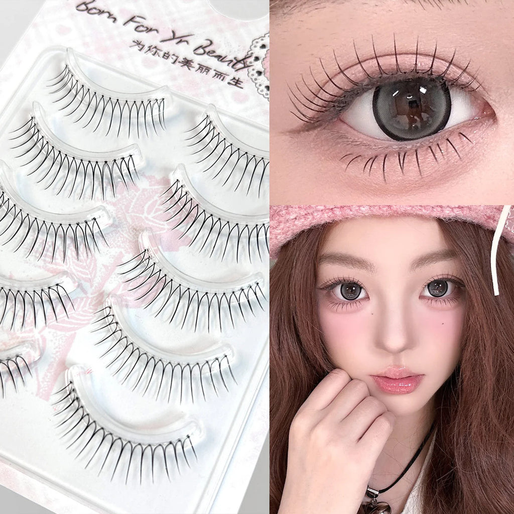 5 Pairs Korean Style Manga False Eyelashes Natural Spiky Wispy Thick Eyelash Extension For Beauty Eye Cosplay Diy Makeup Tools