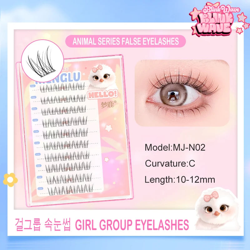 Self-Adhesive Cluster Lashes Soft Idol Style Reusable No-Glue Individual Clusters Natural Volume Korean Makeup False Eyelashes
