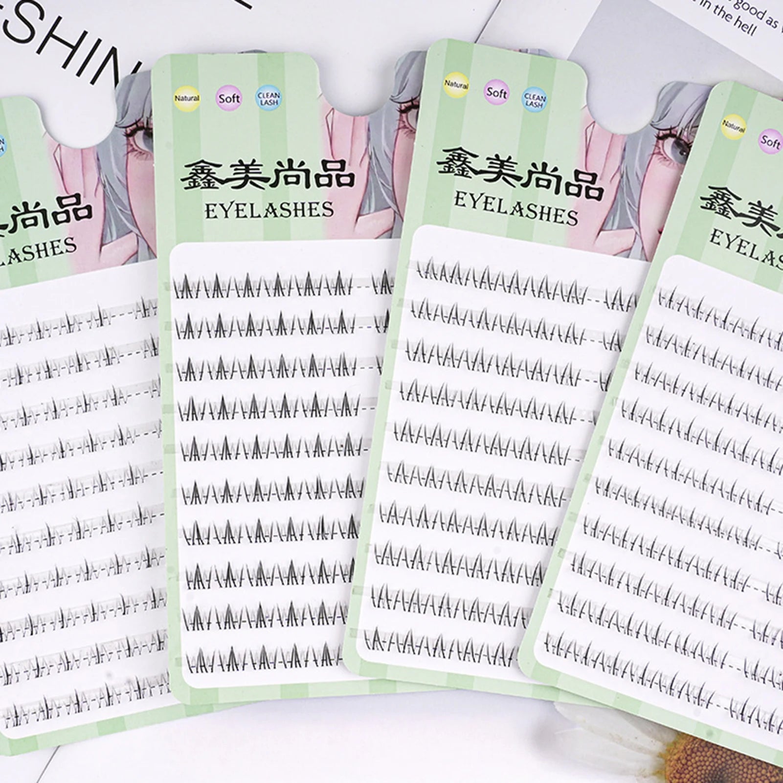Lower Eyelash V-Shaped Clusters Fake Lashes 10 Rows Air Sensation Eyelashes Natural Transparent Stem Makeup Extension Tools