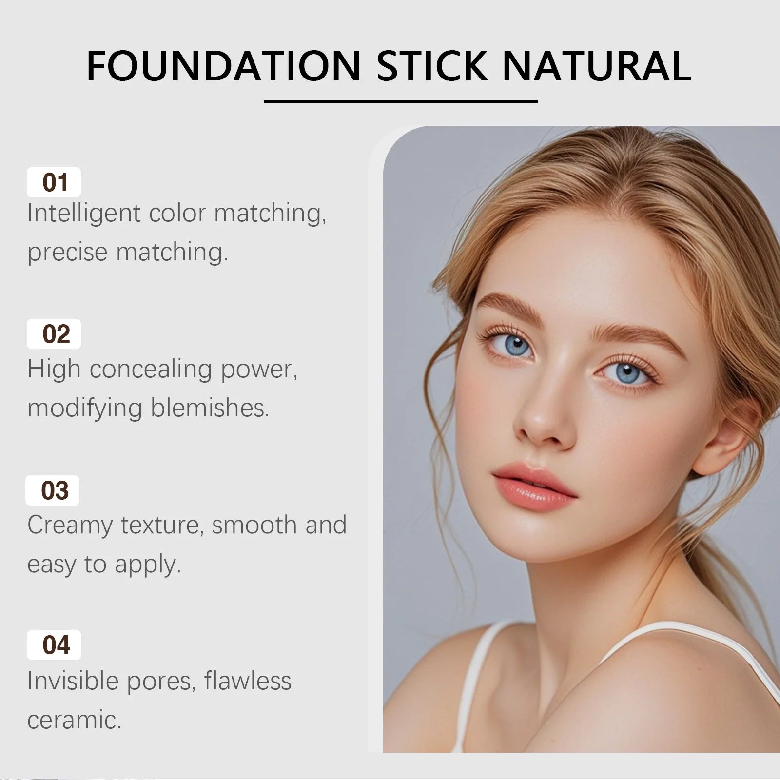 2-in-1 Color-Changing Foundation Stick Moisturizing Skin Brightening Lightweight Changing Color Foundation Full Coverage Makeup