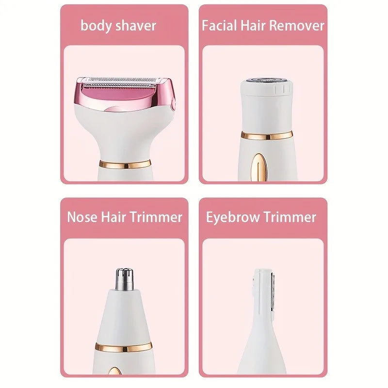 4-in-1 Rechargeable Electric Shaver for Women – Body Hair Removal