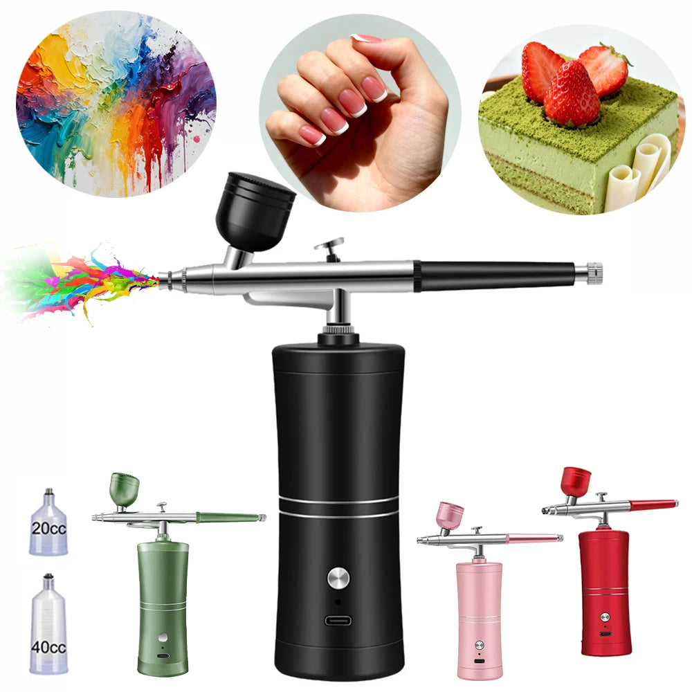 Airbrush Nails Compressor for Painting Makeup Portable Mini Cordless Airbrush Spary Gun for Nail Art Tattoo Cake Decor Painting