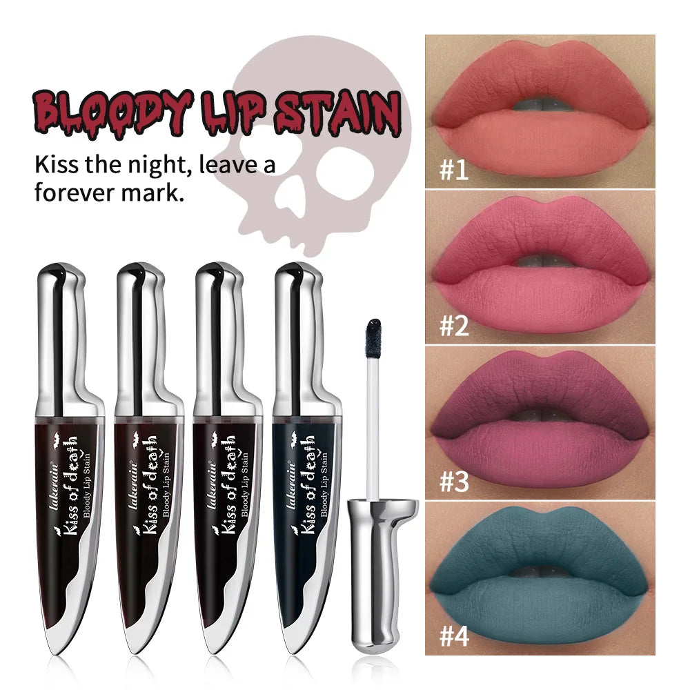 Lip Stain Kiss of Death Bloody Gothic Matte Long Lasting Waterproof Non Stick Color Darkens Over Time Vampire Makeup