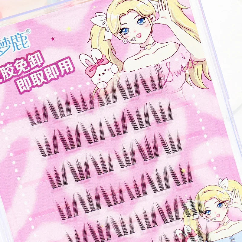 Self-Adhesive Cluster Lashes Soft Idol Style Reusable No-Glue Individual Clusters Natural Volume Korean Makeup False Eyelashes