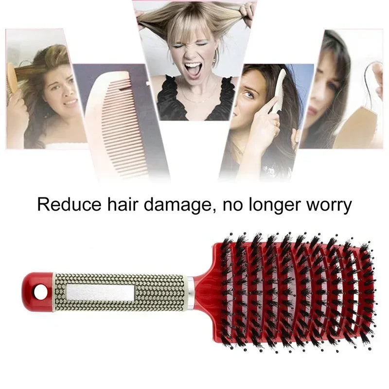 Hair Brush Scalp Massage Comb Hairbrush Boar Bristle Nylon Women Wet Curly Detangle Hair Brush Salon Hairdressing Styling Tool dylinoshop