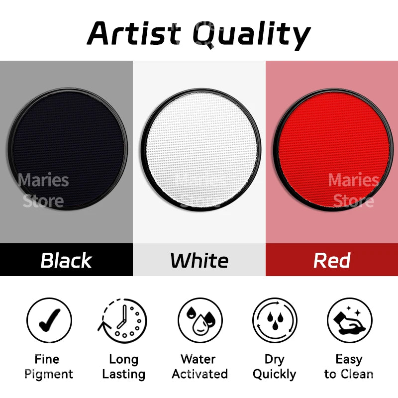 30g White Black Red Paint Water Based Makeup,Single Color for Adults for Skull,Witch,Goth,Cosplay,Halloween,Christmas,Party
