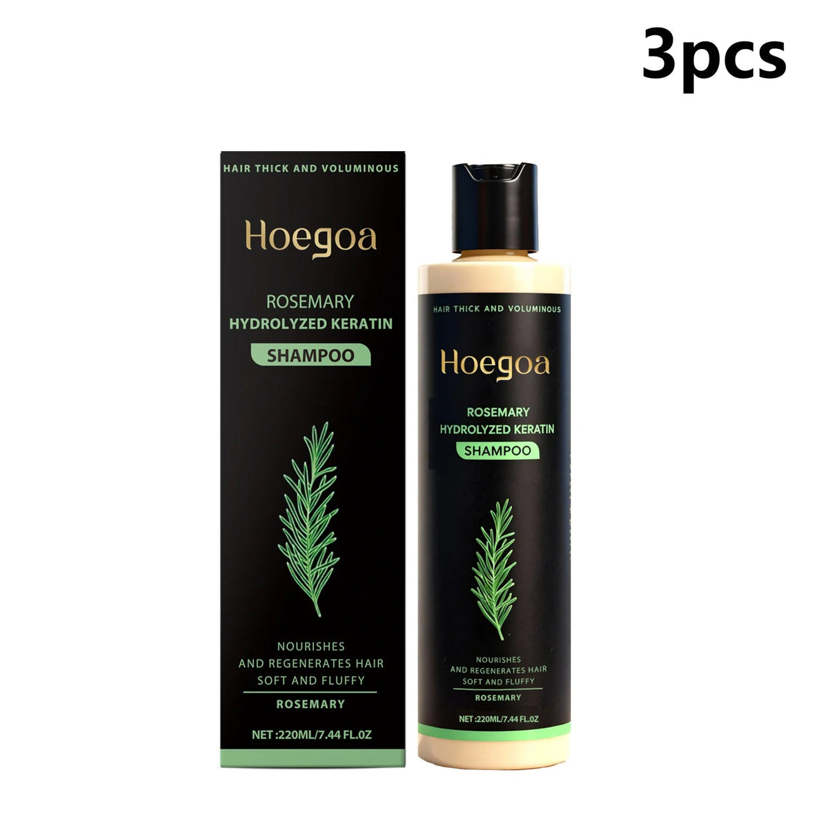 Hoegoa Rosemary Hydrolyzed Keratin Shampoo Strengthening Hair Cleaning Lightweight Hair Loss Treatment Hair Regrowth Shampoo dylinoshop