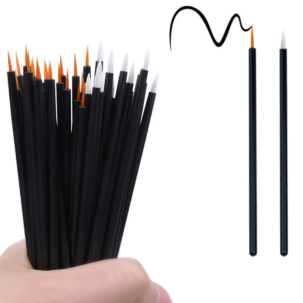 50/100pcs Eyeliner Brushes Eyelash Eyeshadow Applicator Lip Brush For Nail Art Painting Pen Tool Eye Lash Wands Accessories