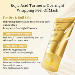 Kojic Acid Turmeric Overnight Wrapping Peel Off Mask Kit Nourish Hydrolyzed Collagen Glowing Skin Refresh Skin Firming Skincare 