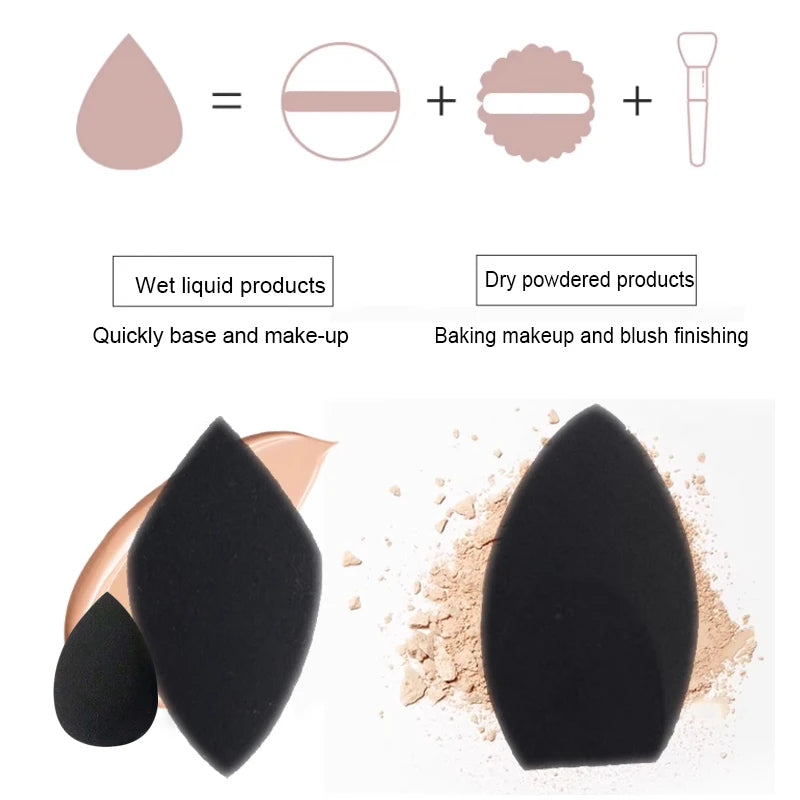 2pcs Black Beauty Sponge Egg - Latex-Free, Reusable Makeup Blender for Flawless Foundation, Contour & Highlight