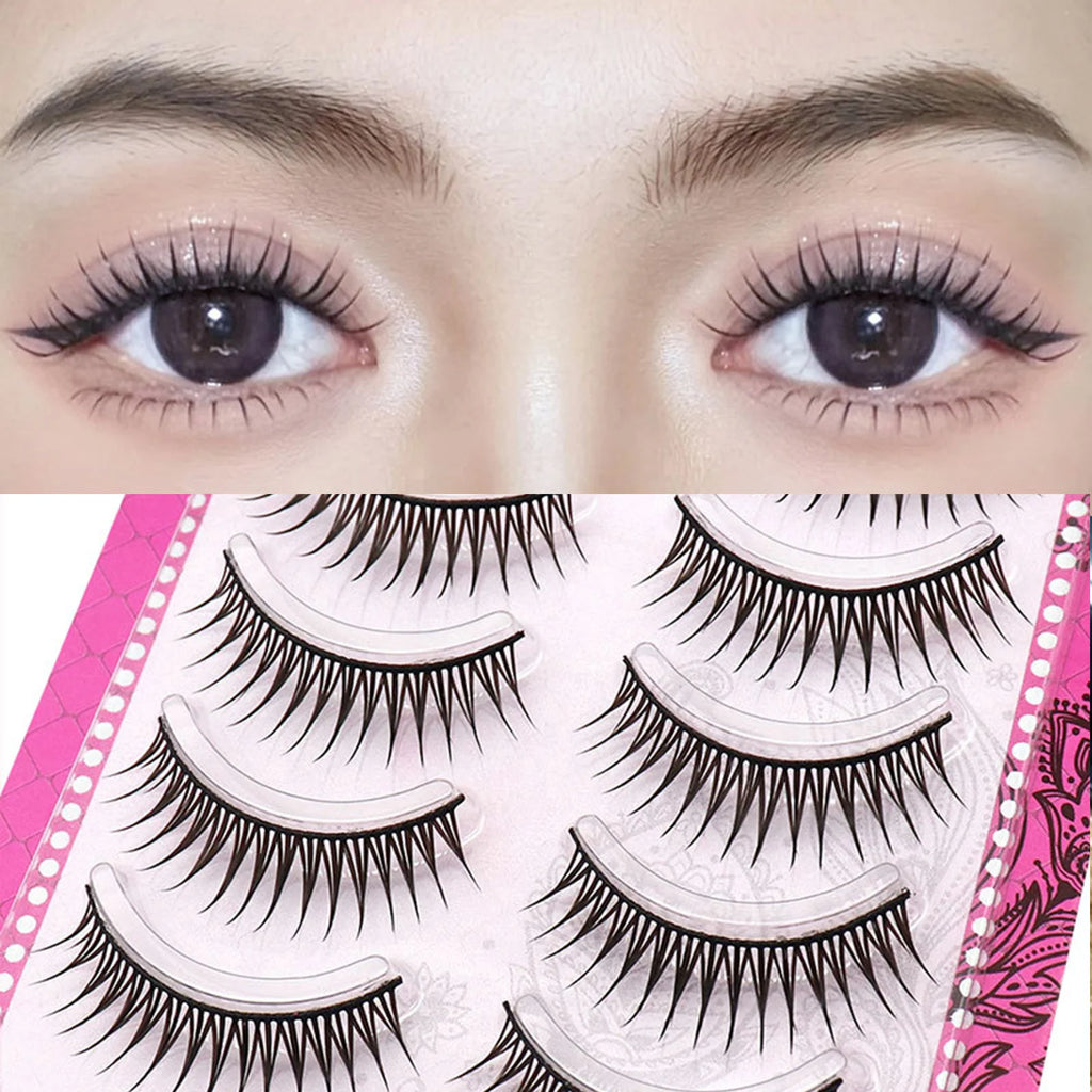 5 Pairs Korean Style Manga False Eyelashes Natural Spiky Wispy Thick Eyelash Extension For Beauty Eye Cosplay Diy Makeup Tools
