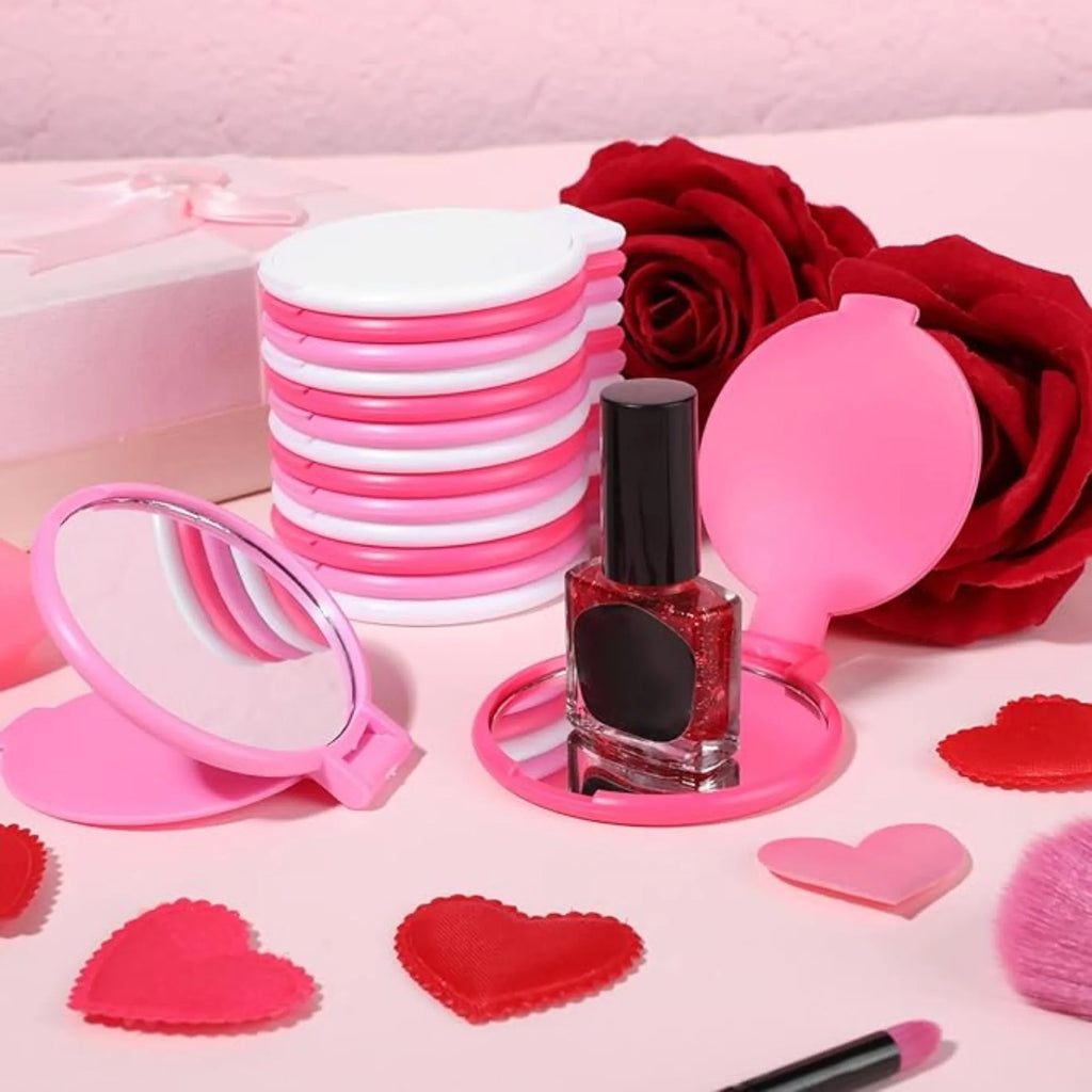 50pcs Mini Foldable Round Makeup Mirror - Portable Compact Travel Mirror for Women, Polished Glass Surface,Floor Mount