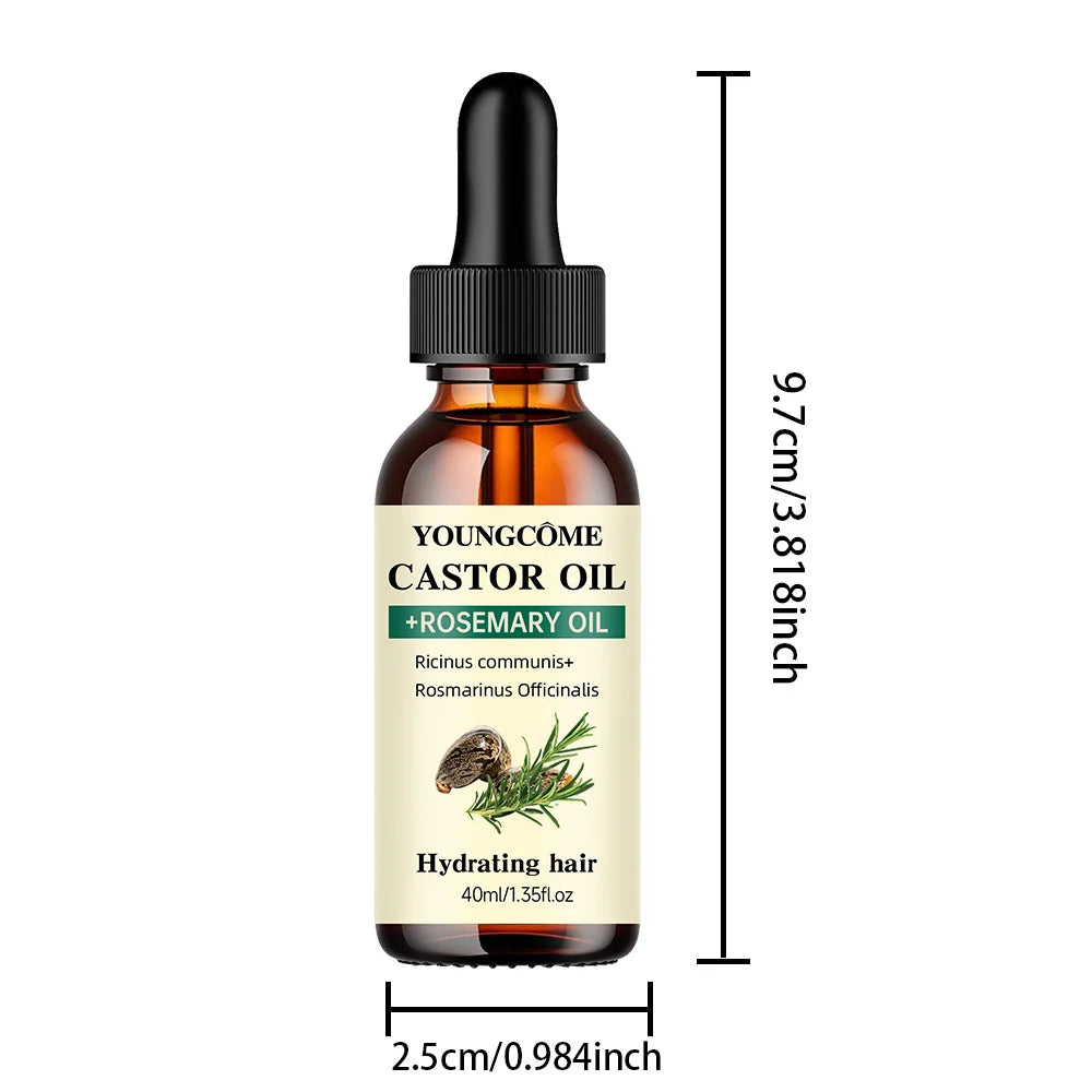 Mix Castor Oil and Rosemary Oil for Hair Growth Enhances hair thickness and Shine, Reduce Hair Loss and Split Ends Hair Care Oil dylinoshop