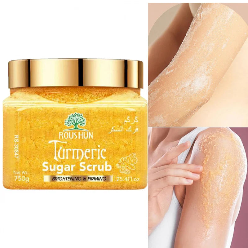 ROUSHUN Turmeric Sugar Scrub Large Capacity Family Pack Body Scrub Gentle Deep Cleansing Skin 750g