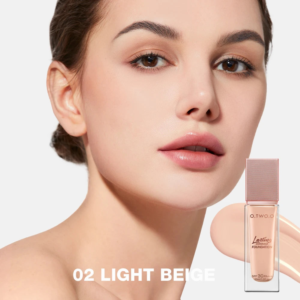 O.TWO.O Liquid Coverage Foundation Cream Matte Moisturizing Oil-control Long-Lasting Waterproof Concealer Foundation Makeup