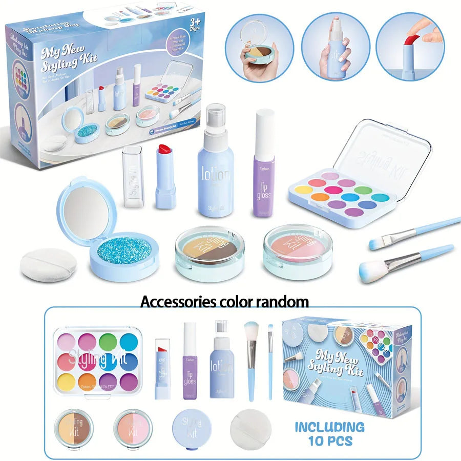 Kids' Pretend Makeup Toy Set – 10-Piece Play Cosmetics (Not Real Makeup) dylinoshop