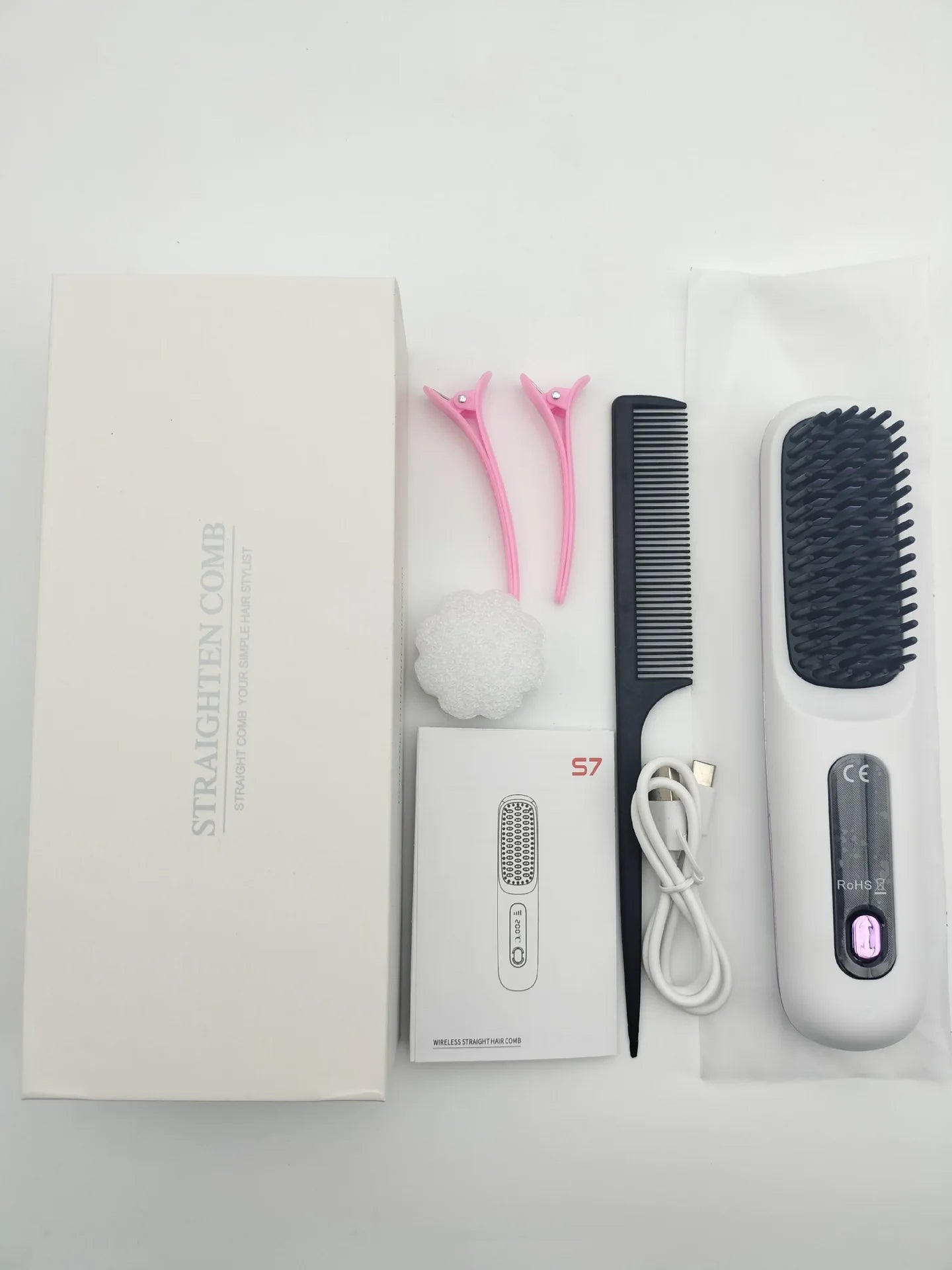 USB Rechargeable Cordless Hair Straightening Brush – Titanium Coated