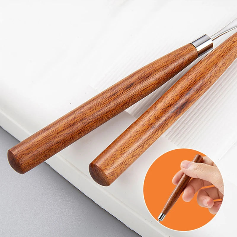 Stainless Steel Pigment Mixing Spatula Wooden Handle Nail Art Makeup Stirring Rod Cream Foundation Mixing Tool  Manicure Tools
