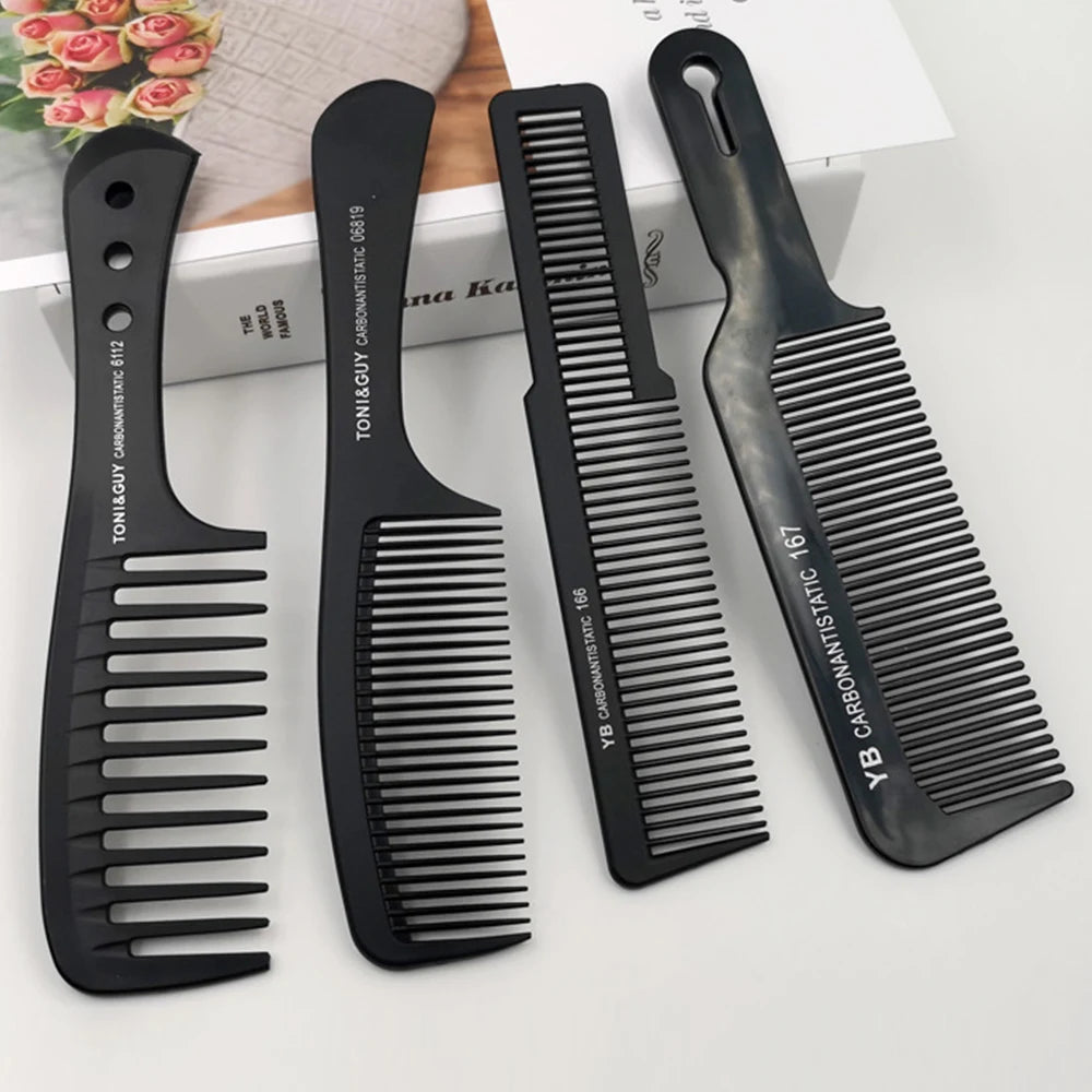 Black Flattop Hair Cutting Comb Wide Tooth Men Cut Hair Brush Professional Salon Barber Hair Clipper Hairdressing Carbon Combs dylinoshop