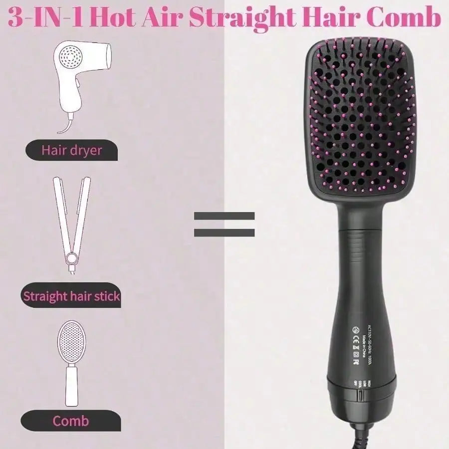3-in-1 Negative Ion Hot Air Straightener - Straightens, Dries & Smooths Hair