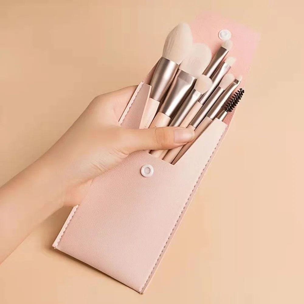 8-Piece Portable Makeup Brush Set – Concealer & Foundation Brushes dylinoshop