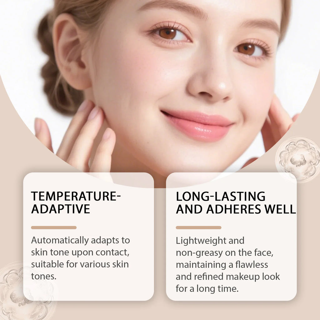 Natural Warm Tone Foundation, Facial Evening Tone, Soft Makeup Finish, Long-Lasting Radiance, Delicate & Sheer Texture