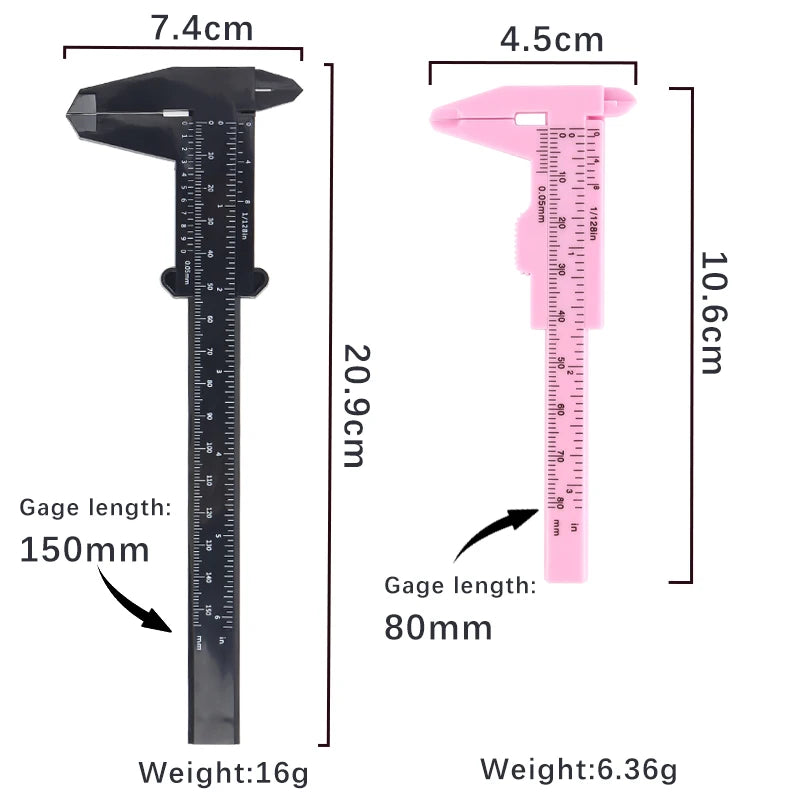 80/150mm Portable Plastic Eyebrow Measuring Vernier Caliper Tattoo Microblading Caliper Ruler Permanent Makeup Measurement Tools