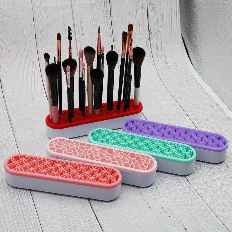 1Pc Makeup Brush Holder Nail Pen Display Stand Silicone Organizer Drying Rack Storage Case