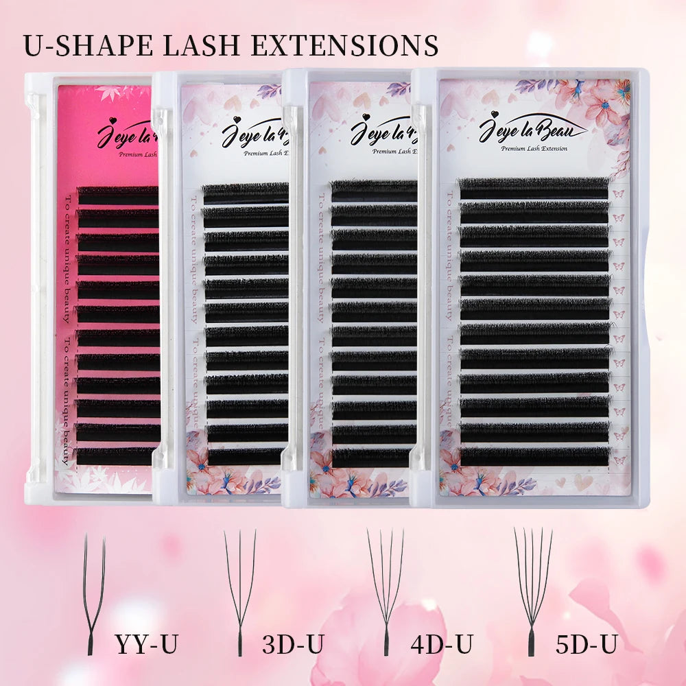 Goddess U Shaped YY 3D 4D 5D Eyelashes Extension Handmade Premium Soft Premade Fan U Lashes Beauty Makeup W Bloom Lashes
